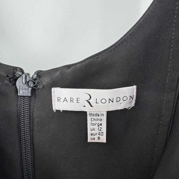 Rare London Women's Size 8 Black Sleeveless Drop Waist Back Zip Lined Dress - Picture 7 of 10